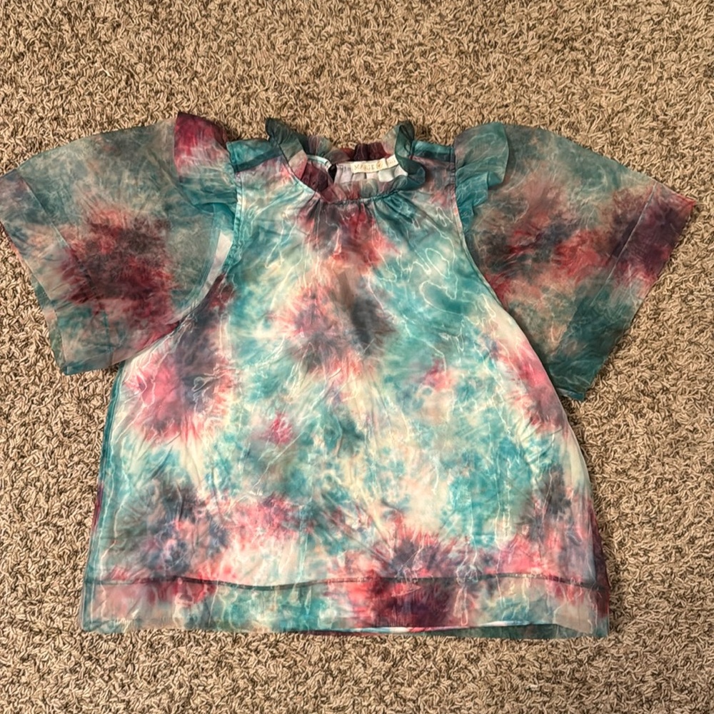 Marie Oliver Ansley tie die sheer blouse in size small